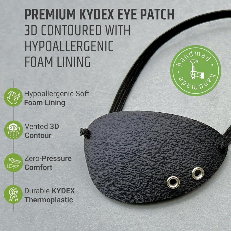 Handmade Black Premium Kydex Eye Patch with Soft Foam Padding, Adult Eye Patch for Men and Women - Image 2